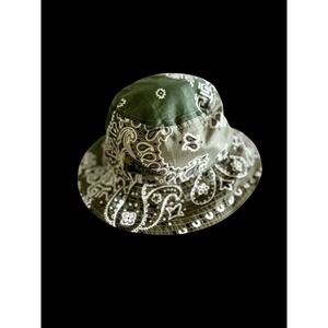Kapital Bandana Bucket Hat Off White/Creme/Green Military Olive Made In Japan